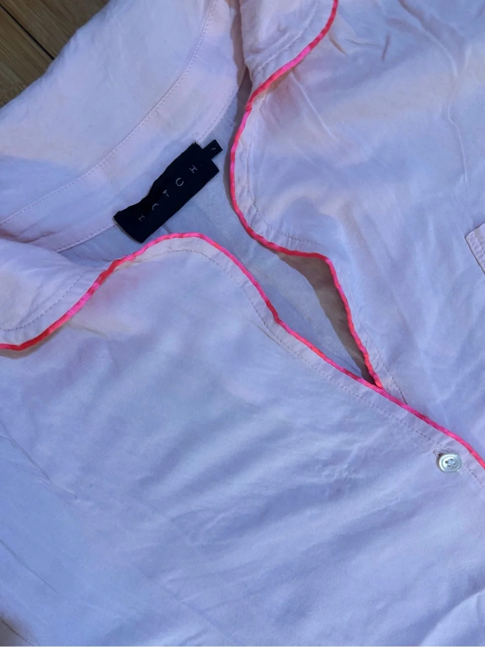 Hatch Light Pink Maternity Pajama Set with Contrast Piping